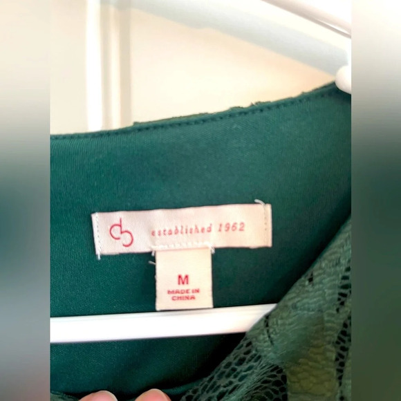 Dress Barn db established 1962 Dark Green Lace Elbow Sleeve Back Zip Blouse - Picture 5 of 7